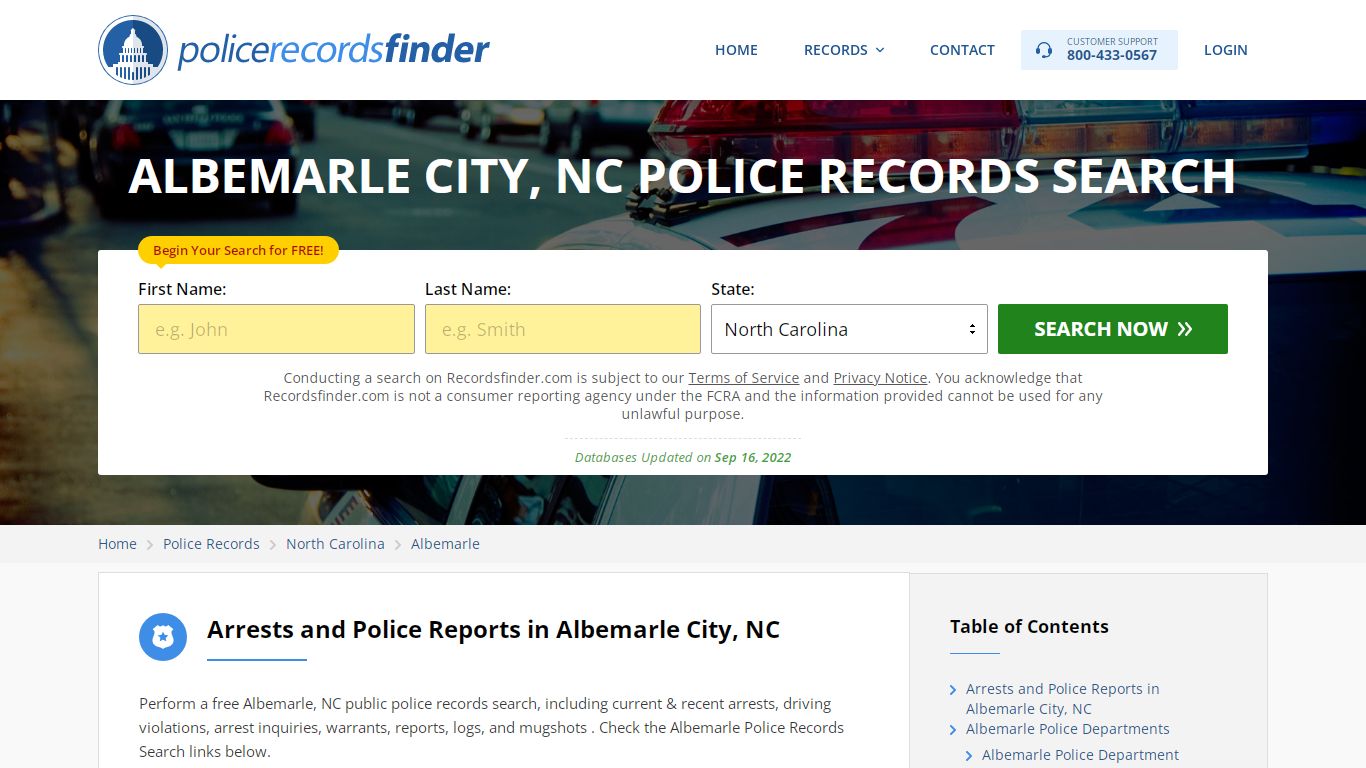 Albemarle, Stanly County, NC Police Reports & Police Department Records